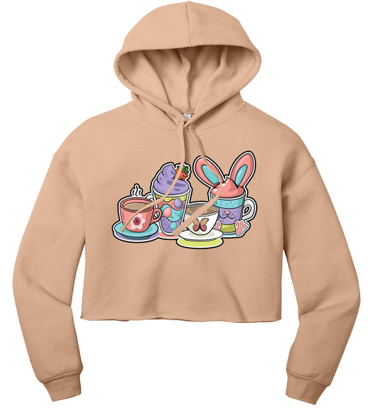 Easter Coffee Cropped Hoodie- Glitter Finish!